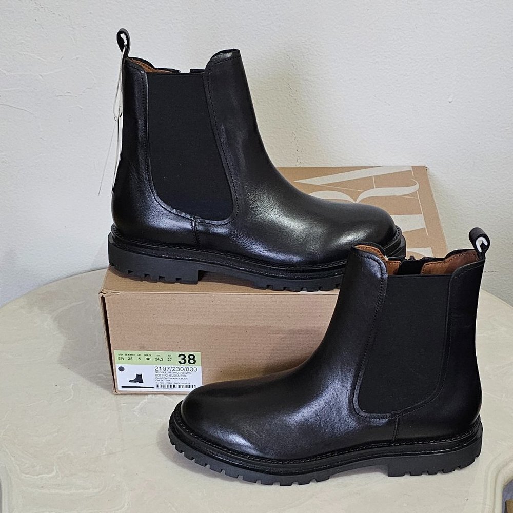 ZARA Botin Chelsea Piel 2107/230 Black Women's Size 5 1/2 EU 38